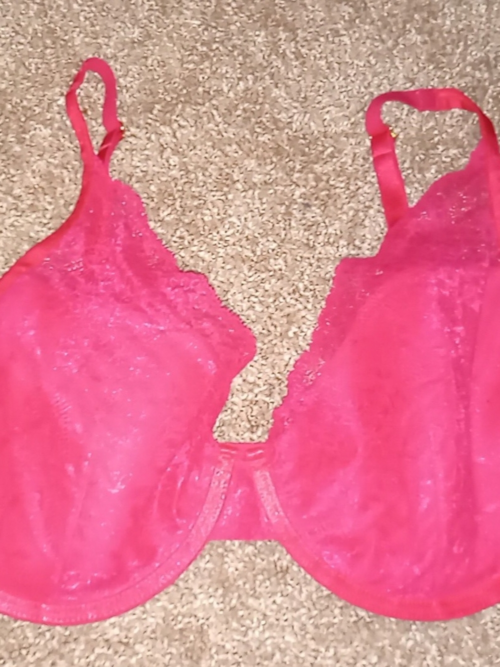 Soma Lightest Lift Lace Plunge Women's Floral Red Bra Sz 38D